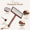 WaySoft Sheepskin Rug Brush with Premium Natural Beech Wood Handle,