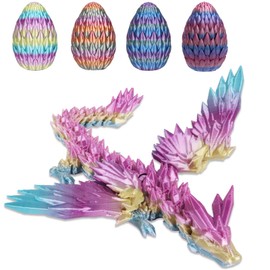 HOMQYTE Dragon Egg with Dragon Inside 3D Printed Dragon with Wings Fidget Toy Mystery Articulated Dragon for Adult Anxiety Relief (Multicolor1, 1P)
