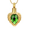 memorial jewelry Gold Angel Wings Glass Heart Urn Pet/Human Cremation
