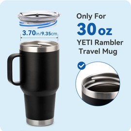 Prurex Screw Top Lid for Yeti 30 oz Rambler Travel Mug Olny, Replacement Stronghold Lid for Yeti 30oz Threaded Tumblers,Spill Proof,Straw Friendly(1 pack)