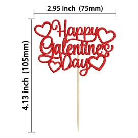 24 piezas de decoración para magdalenas del Día de Galentina con purpurina roja dulce amor San Valentín para decoración de pasteles temática del día de San Valentín