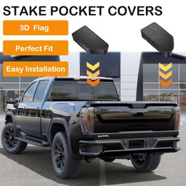 Bed Rail Stake Pocket Covers for GMC Chevy Silverado/GMC Sierra 1500(2019-2024 2025), GMC Sierra 3500HD(2020 2021 2022 2023 2024 2025)/2500, Truck Caps Rear Holes Plugs Covers (Flag(Black))