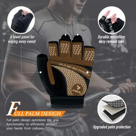 Atercel Weight Lifting Gloves Full Palm Protection, Workout Gloves for Gym, Cycling, Exercise, Breathable, Super Lightweight for Mens and Women(Black, S)