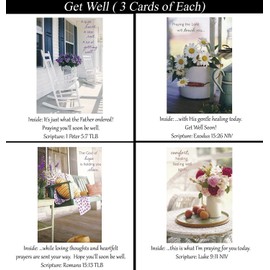 Get Well Cards Premium 36 count Christian/Religious Greeting Card Assortment ~ Scripture in Every Card