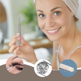 Lash Tweezers for Eyelash Extensions, Precision Eyelash Curlers Stainless Steel Lash Applicator, Cluster Professional Beauty Tools Hair Remover Clip for Eyebrow