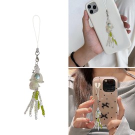 PEILINZE Cell Phone Charm, Pretty Jellyfish Pendant, Handmade Beads, Cell Phone Charm, Portable Fashion Accessories for Girls, Trendy Women Accessories