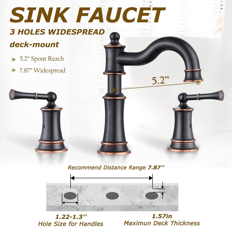 WINKEAR Roman Bathroom Sink Faucet Deck Mount or Wall Mount