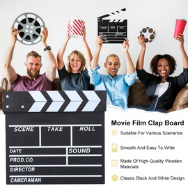 Film Flap 20 x 20 cm, Director Flap Synchronous Flap Clapperboard, Scene Acrylic Film Flap, Clapper Board, Easy Wipe Acrylic Clapper, for Film, TV Series, Shoot Props, Commercial (Black-1 PCS)