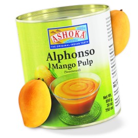 Ashoka Canned Mango Pulp, Premium Alphonso Mango Extract - Sweetened, Great for Making Shakes, Smoothies, Salads, and Baking, Kosher Certified, 30 Ounce