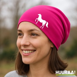 Huuraa Beanie Horse Silhouette Gift Horse Gift Idea, fuchsia, Unit size