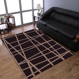 Hand Tufted Wool ECO-Friendly Area Rugs - 5'x8', Rectangle Shape, Brown, Contemporary Modern Design, High Pile Thick Handmade Area Rugs for Living Room, Bed Room (K02001)