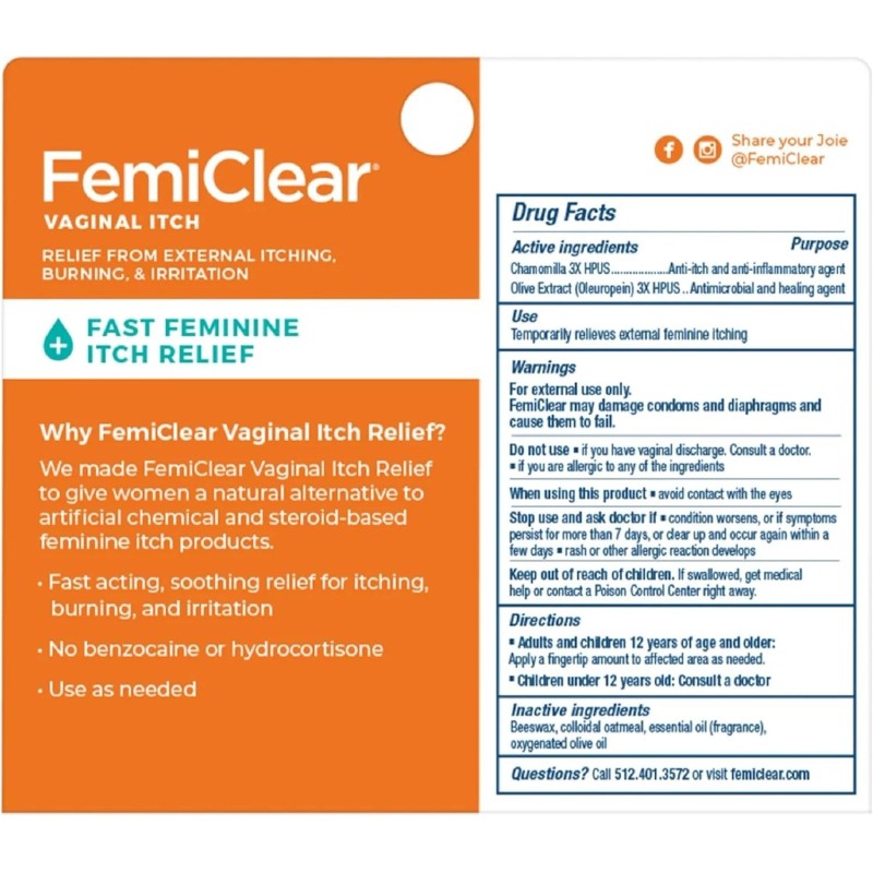 FemiClear Vaginal Itch Relief | Fast Feminine | Made with...