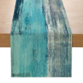 ZCHOMI Teal and Grey Table Runner 13x72 Inch Modern Abstract Art Painting Kitchen Dinning Table Decoration for Home Party Decor