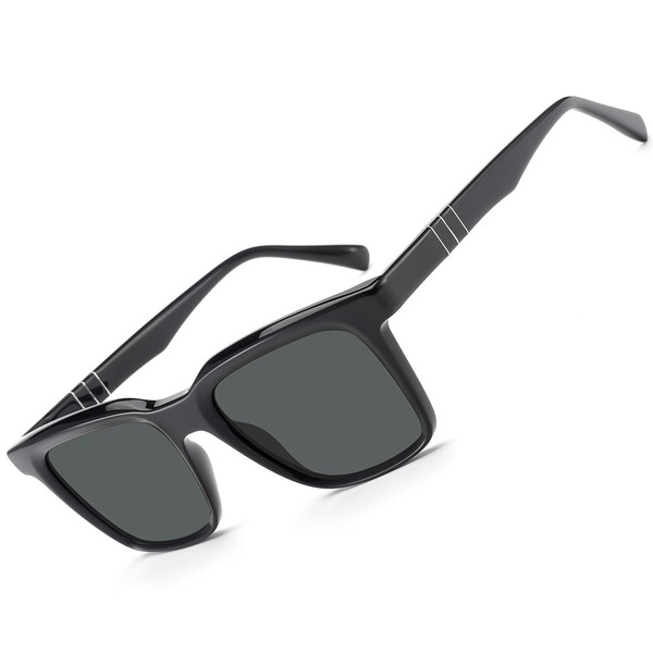 CARFIA Square Polarized Sunglasses for Men UV400 Protection Classic Retro