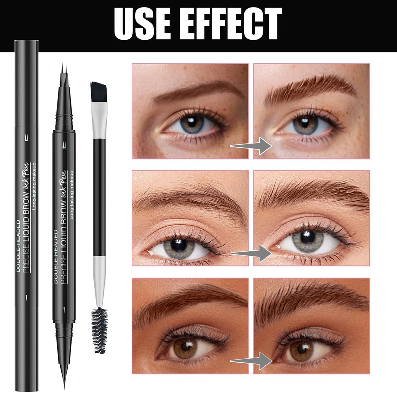 2-in-1 Dual-Ended Microblading Eyebrow Pen - Waterproof with Micro-Fork-Tip &
