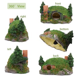 Ulifery Natural Aquarium Decoration Hobbit House Cave with Bubbler for Betta Hiding Reptile Hole House Shelter Fish Tank Ornament Rockery Landscaping Large