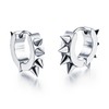Oufer Stainless Steel Spike Hoop Earring - Color: Silver