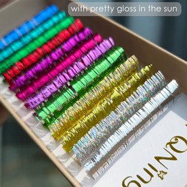 FQNing Tinsel Lash Extension 12 Colors Glittery Holographic Eyelash Extension (T-12 Colors, 15mm)