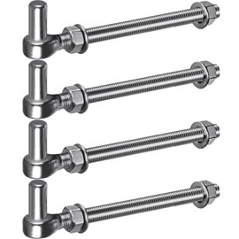 Insaga M16x 10'' J-Bolt Gate Hinge, 304 Stainless Steel J-Bolt Post Hinge for Farm Gate, 5/8" Male Pin J-Bolt Hinge for Chain Link Fence Gate, Gate Hinges for Metal Gates (4Pcs)