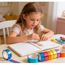 12 Rollos De Cinta Washi ArcoíRis MetáLica Cinta De Pintor De Colores Adhesiva Decorativa Para Manualidades Arte Diario Etiquetado áLbumes De Recortes Material Escolar
