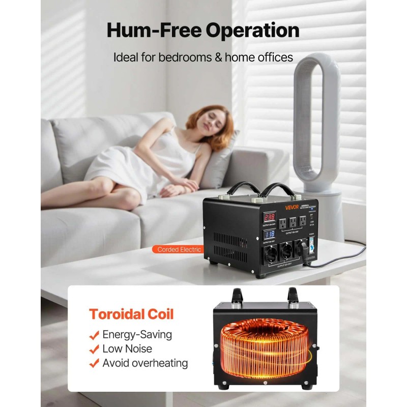 Heavy Duty 5000VA Auto Voltage Converter Power Transformer 110V/220V LCD