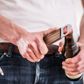 DropCatch Handheld Bar Blade Bottle Opener for Kitchen and Bar - Stainless Steel and Walnut (Standard)
