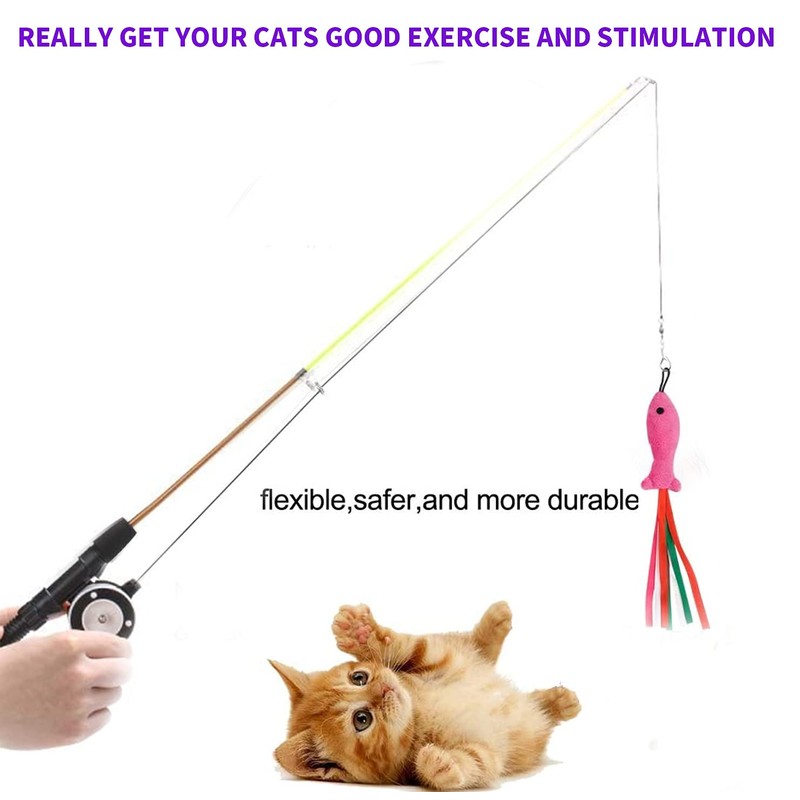 Whefory Retractable Cat Teaser Wand Toy, Cat Toys for Indoor