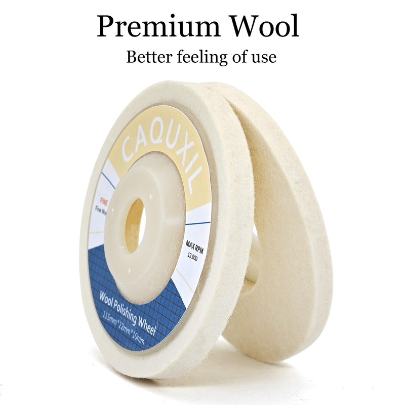 CAQUXIL 5PCS Wool Polishing Wheel Disc 4.5" x 7/8", Wool