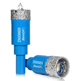 ZNXIMER Diamond Hole Saw Drill Bits - 2pcs 3/4" Diamond Drill bits Accurate Drilling for Tile, Ceramic, Marble, Granite, Stone, Glass Bottles 20mm