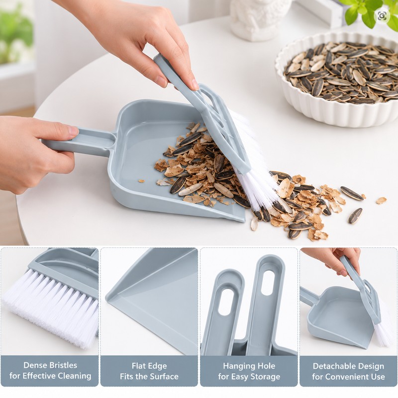Mini Desktop Dustpan & Brush Set – Compact Plastic Cleaning