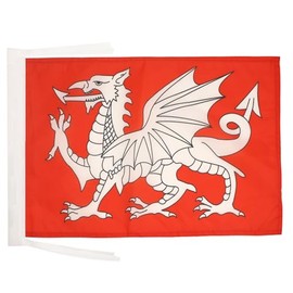 AZ FLAG English White Dragon Flag 18'' x 12'' cords - England SMALL flags 30 x 45cm - Banner 18x12 in