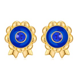 HolidayQbee Teacher Earrings For Women With Blue Rhinestones Badge Earrings Back to School Earrings Teacher Earrings Stud Earrings Unique School Earrings Jewelry