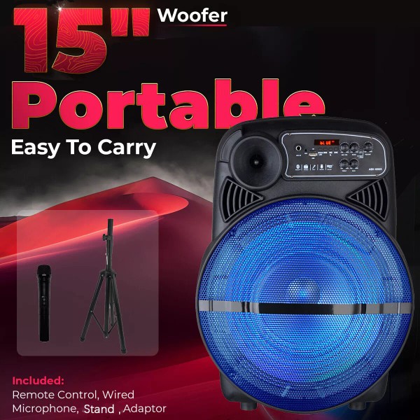 Unbranded 15" Portable Bluetooth Speaker Sound System DJ Party Speaker