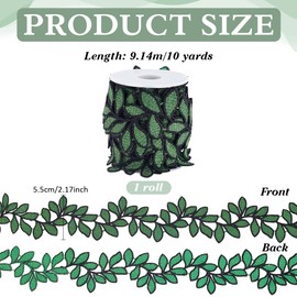 PH PandaHall 4.5 m Leaves Trim Leaf Lace Ribbon 55 mm Wide Leaf Shape Ribbon Plant Edge Trim Embroidered Lace Trim Green Applique Trim for DIY Crafts Costume Sewing Home Decor