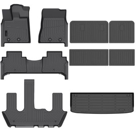 Auxko All Weather Floor Mats Cargo Mat with Backrest Mat Fit for 2025 Nissan Armada 7 Seats TPE Liners Accessories Guard Odorless Anti-Slip Floor & Cargo Liners for Nissan Armada 2nd Row Bucket Seat