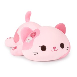 shownicer Plush Toy Cat Cuddly Toy Kawaii Cat Plush Cushion Toy Kitten Plush Throw Pillow Gift for Children Girls 3+ Years (Pink, 50 cm)