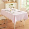 meioro Striped Tassel Table Cloth Square Kitchen Tablecloth, Pink, 90×90cm
