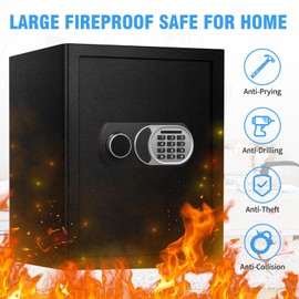 ToruKeep 2.5 Cuft Large Safe Box with Fireproof Waterproof Bag, Safes for Home Documents, Anti-Theft Safety Box With Digital Keypad, Smart Alert System, Spare Keys, Personal Safe for Cash Money
