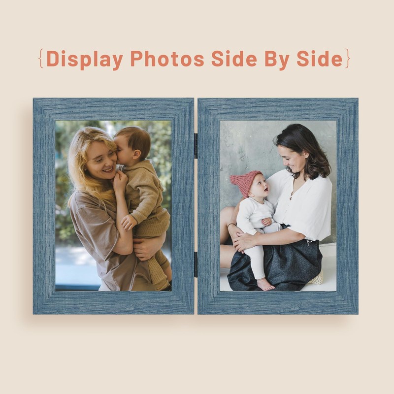 Golden State Art, 5x7 Double Picture Frame Vertical Hinged Photo