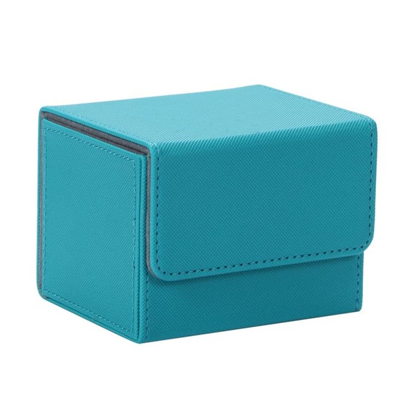 Trading Card Tengoku [140 Card Recording] Trading Card Deck Case Trading Card Leather Card Case Holder Storage Horizontal Deck Case (Type B) Light Blue