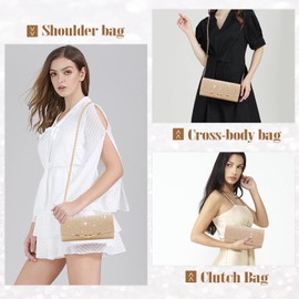 Pardofelis Clutch Women's Glitter Evening Bag Handbag with Removable Chain, Elegant Shoulder Bag for Evening, Envelope Bag, Chain Bag for Prom, Wedding, Party, champagne
