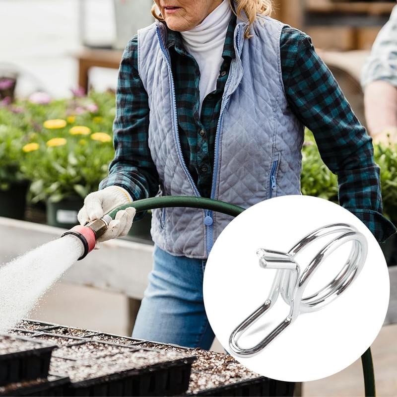 100Pcs 1/4" Irrigation Hose Clamps, Stainless Steel Double Line Hose