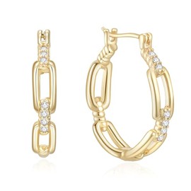 RYHIX 14K Gold Hoop Earrings for Women Gold Earrings Hoops Hypoallergenic Diamond Hoop Huggie Earring Jewelry Non Tarnish 25mm
