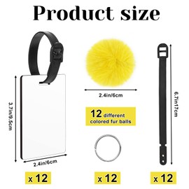 KHayRovies Sublimation Blank Luggage Tags with Straps, Double Sided Heat Transfer Travel Bag Baggage Tags, Unique Name ID Card Holder DIY Travel Tags for Women Suitcase Handbag((12Pcs)