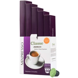 Mixpresso Espresso Coffee Capsules Compatible with Nespresso Original Line Brewers, Single-Cup Coffee Pods, 100% Italian Coffee, Classe Medium Coffee, 50 Count Coffee Capsules.