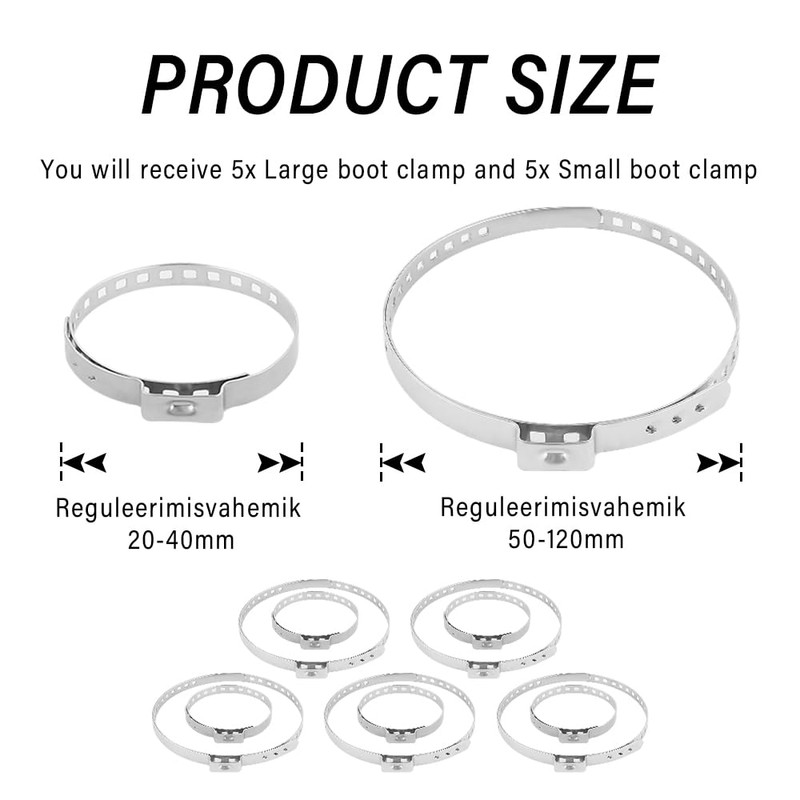 10PCS CV Boot Clamps Kit,Stainless Steel CV Axle Boot Clamp