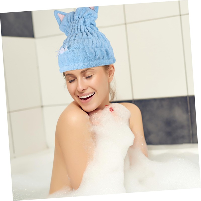 Baluue Microfiber Hair Dry Hat Cat Ears Bath Towel Wrap