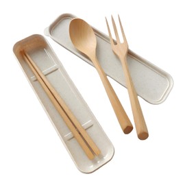 IOLOYU Chopsticks Set Spoon Fork Set of 3 Pcs Chopsticks Spoon Fork Set Wooden Tableware Natural Wooden Chopsticks, Spoon, Fork Set, Bento Chopsticks, Cutlery Set, Camping, Outdoor Spoon, Fork Set,