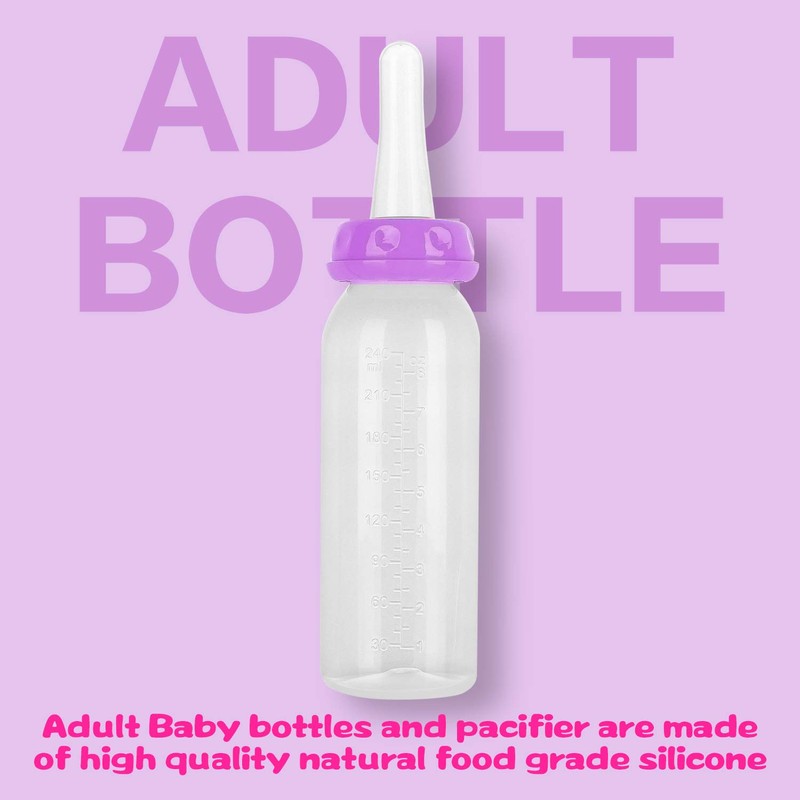 Adult Bottle with Big Sized Pacifier Set (Purple)