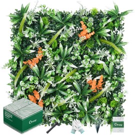 Grooy 20"x20" Grass Wall Panels, 12PCS Artificial Boxwood Panels with UV Protection, Green Grass Wall Backdrop for Garden Party Outdoor Indoor Decor